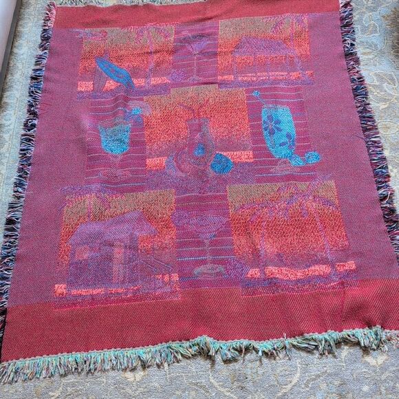 Tropical Beach Scene Tapestry Throw Blanket Coastal - Picture 2 of 10